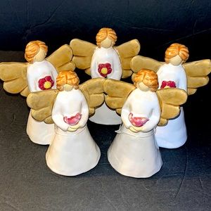Set of 5 ceramic angels